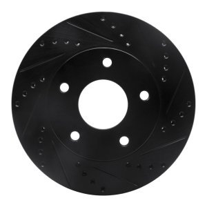 Chevrolet S10 Brake Rotor (1) - Front Right - R1 Concepts - Drilled & Slotted - Black - `97-`05